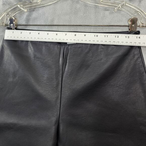 Venus Pants Womens 4 Black Faux Leather Mid Rise Skinny Ankle Stretch Side Zip - Picture 8 of 12